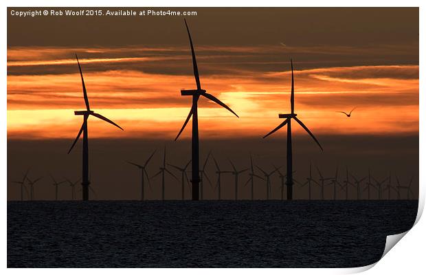  Holland on Sea wind farm Print by Rob Woolf