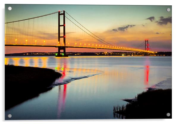 Majestic Sunset over Humber Bridge Acrylic by P D