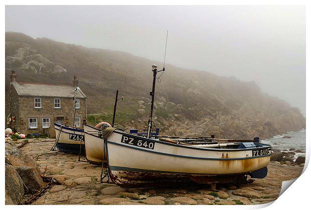  A Foggy Day at Penberth Cove, West Cornwall Print by Brian Pierce