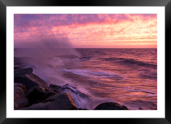 Sunrise and Waves Framed Mounted Print by Rob Woolf