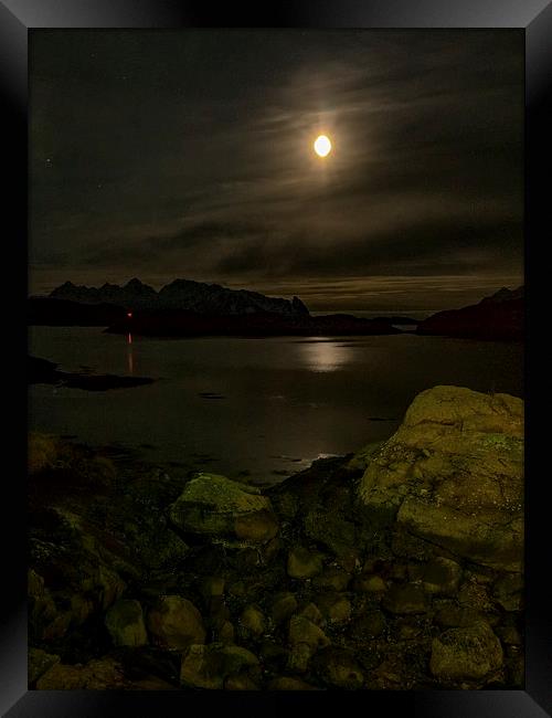 Svolvaer Bay by Night, Norway Framed Print by Mark Llewellyn