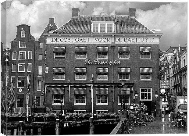 The Grasshopper Hotel -- November in Amsterdam BW Canvas Print by Mark Sellers