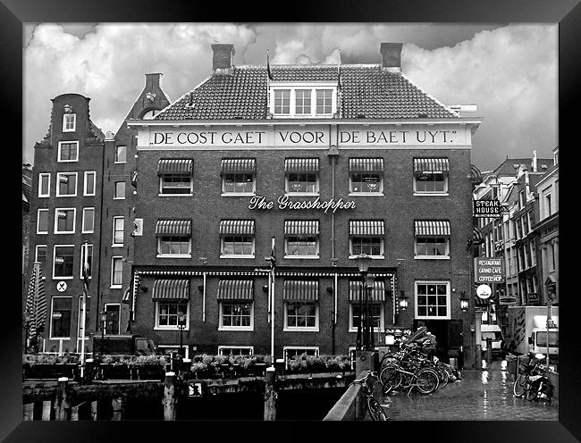 The Grasshopper Hotel -- November in Amsterdam BW Framed Print by Mark Sellers