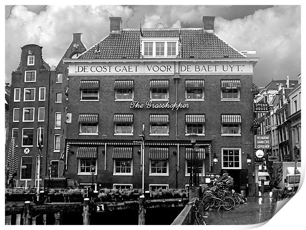 The Grasshopper Hotel -- November in Amsterdam BW Print by Mark Sellers