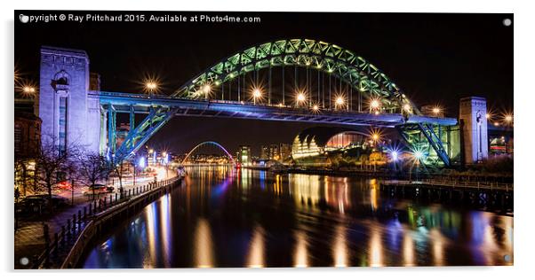  The Tyne Bridge at Night Acrylic by Ray Pritchard