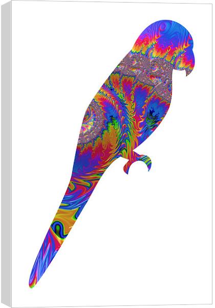 Fractal Parrot on White Canvas Print by Steve Purnell