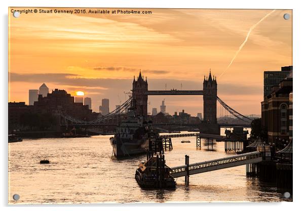  Sunrise over the Pool of London Acrylic by Stuart Gennery