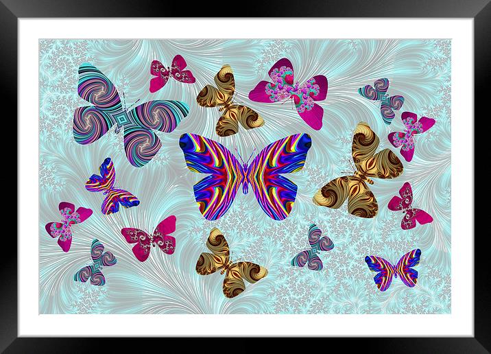 Fractal Butterfly Paradise Framed Mounted Print by Steve Purnell