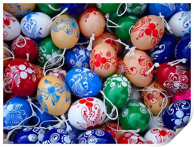 Easter eggs painted decoration Print by Laszlo Slezak