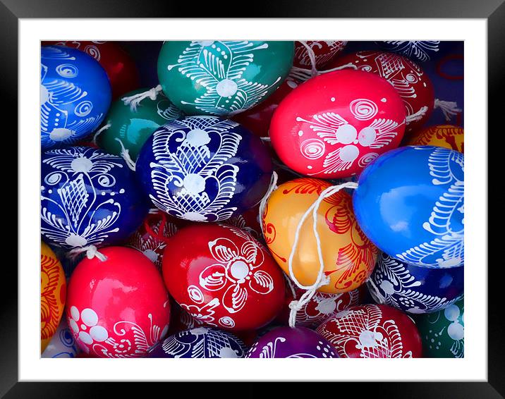 colorful painted Easter eggs Framed Mounted Print by Laszlo Slezak