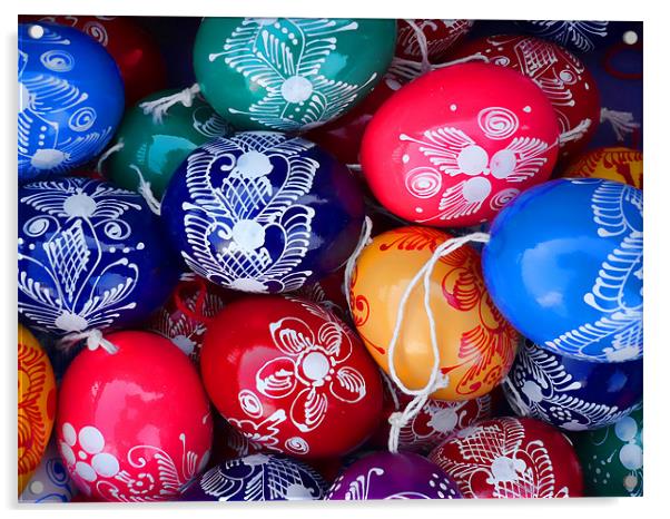 colorful painted Easter eggs Acrylic by Laszlo Slezak