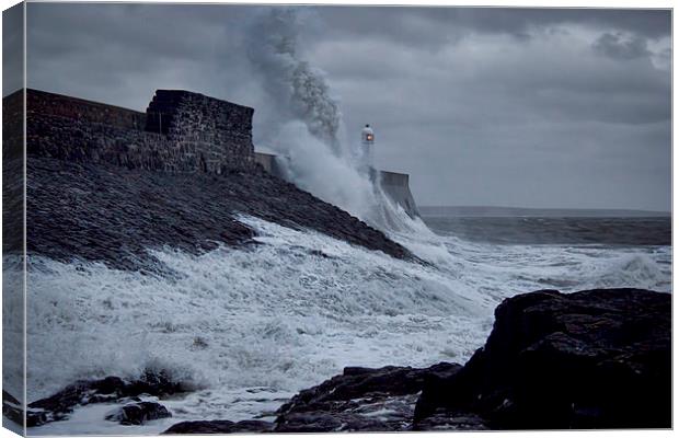  Storm Desmond in Porthcawl.  Canvas Print by Becky Dix