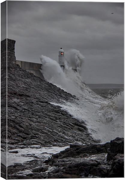 Stormy Welsh Lighthouse. Canvas Print by Becky Dix