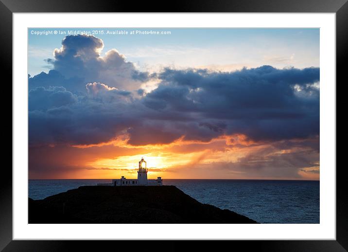 Sunset at Strumble Head Lighthouse Framed Mounted Print by Ian Middleton