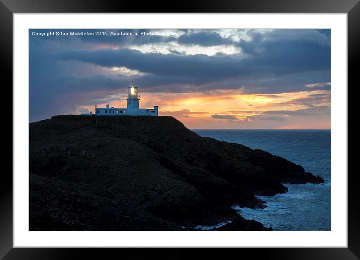 Sunset at Strumble Head Lighthouse Framed Mounted Print by Ian Middleton