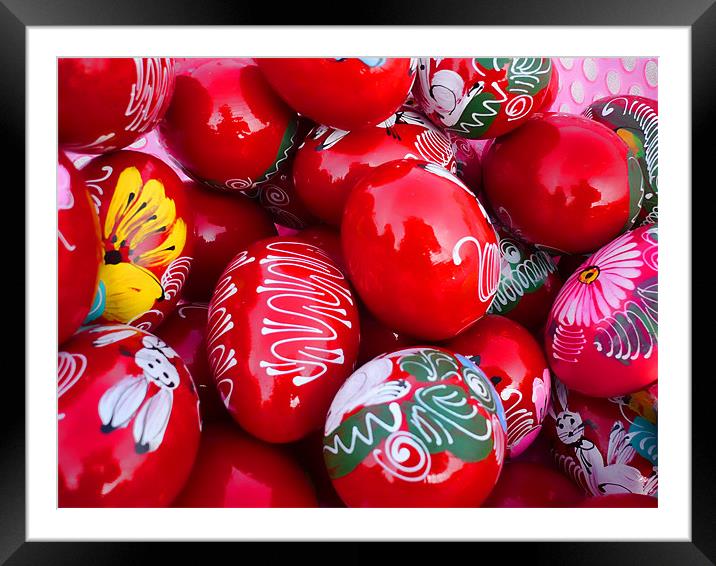 colorful painted Easter eggs Framed Mounted Print by Laszlo Slezak