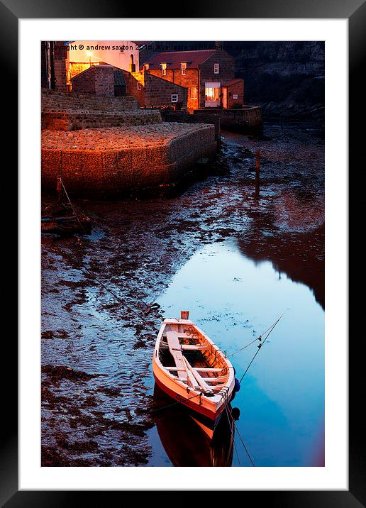  NIGHT BOAT Framed Mounted Print by andrew saxton