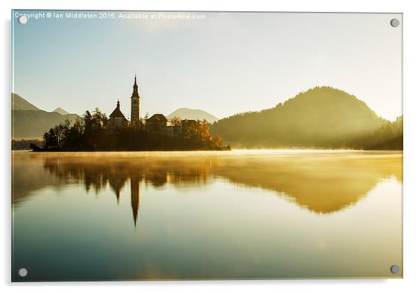 Morning light at Lake Bled Acrylic by Ian Middleton