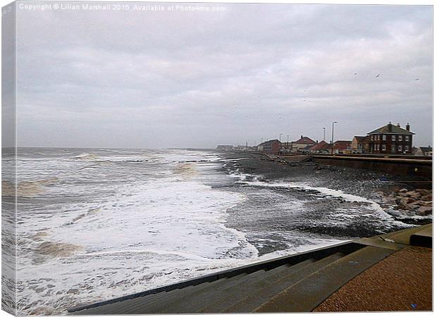  A Grey day at Cleveleys, Canvas Print by Lilian Marshall