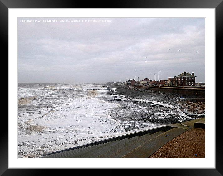  A Grey day at Cleveleys, Framed Mounted Print by Lilian Marshall