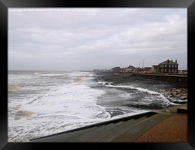  A Grey day at Cleveleys, Framed Print by Lilian Marshall