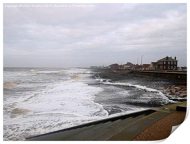  A Grey day at Cleveleys, Print by Lilian Marshall