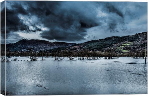  Conwy Valley in Flood  Canvas Print by Chris Evans