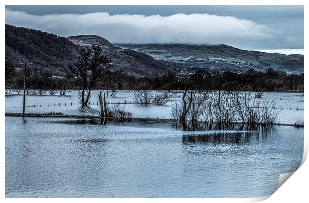  Valley in flood in Conwy  Print by Chris Evans