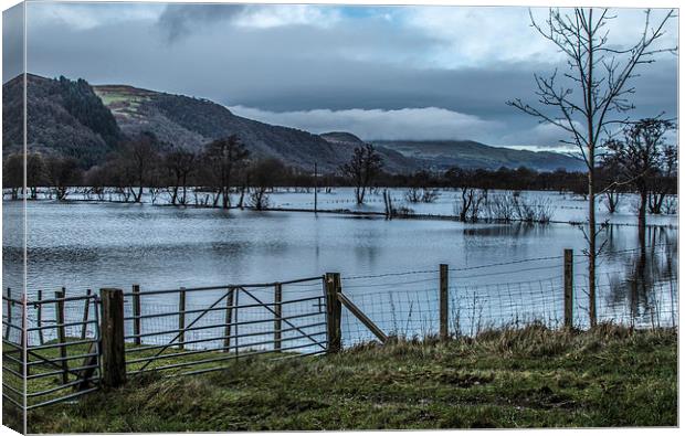  Flooded Conwy Valley  Canvas Print by Chris Evans