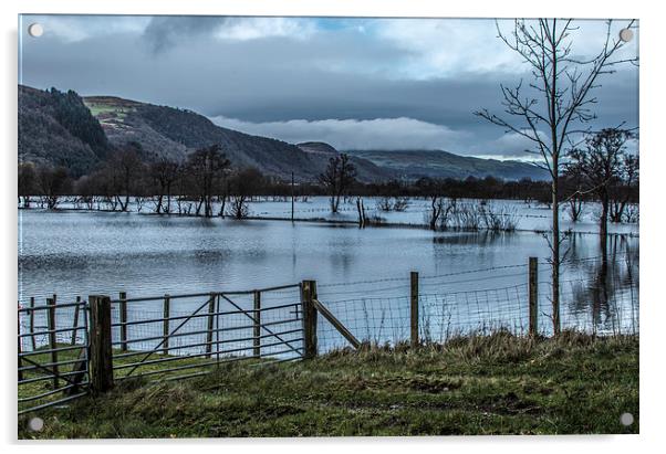  Flooded Conwy Valley  Acrylic by Chris Evans