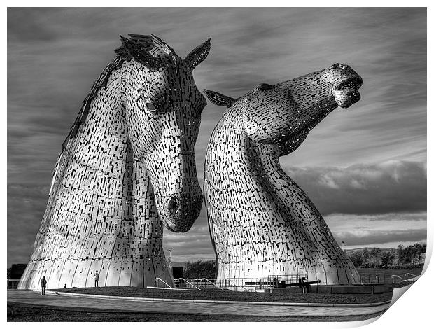  The magnificent Kelpies sculptures near Falkirk,  Print by Tommy Dickson