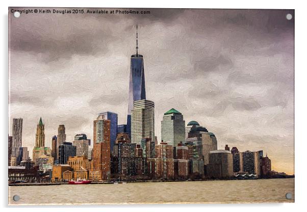 Majestic Manhattan Skyline Acrylic by Keith Douglas