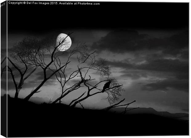  Crow and the Moon Canvas Print by Derrick Fox Lomax