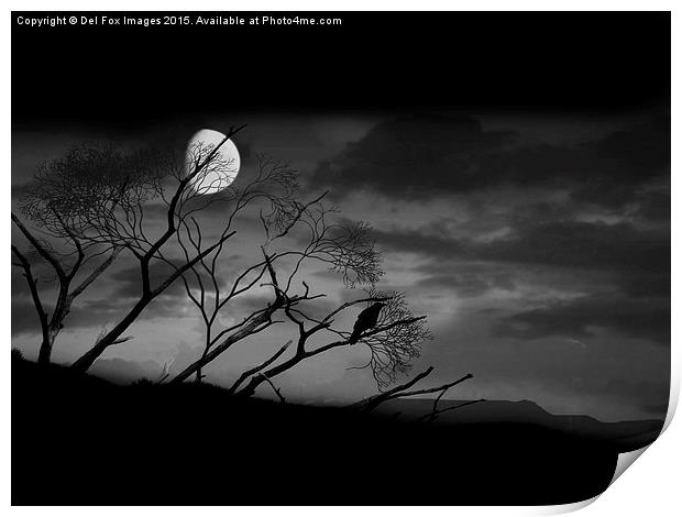  Crow and the Moon Print by Derrick Fox Lomax
