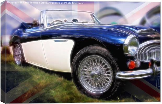  Healey with flag Canvas Print by Perry Johnson