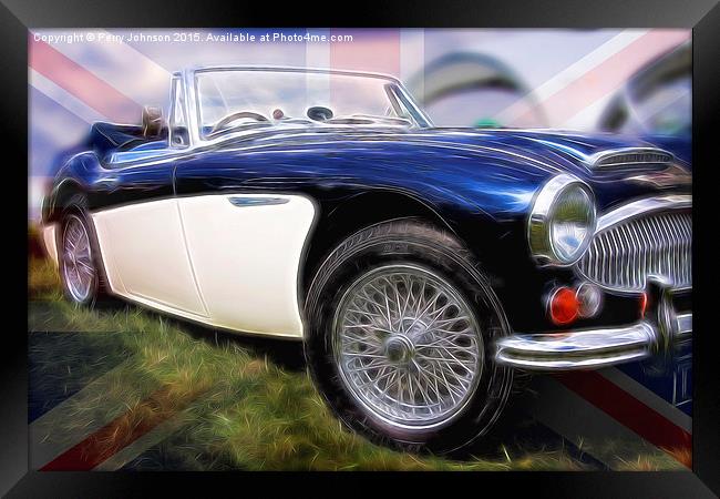  Healey with flag Framed Print by Perry Johnson