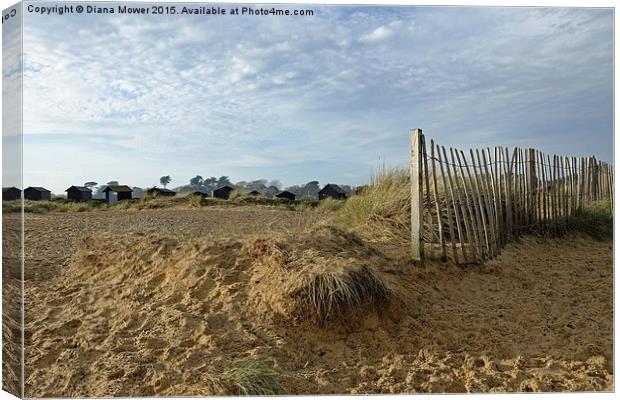  Walberswick beach huts Canvas Print by Diana Mower