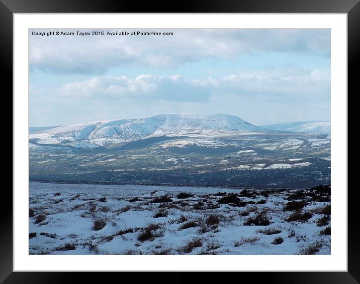  Pendle snowcapped Framed Mounted Print by Adam Taylor