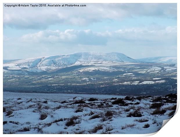  Pendle snowcapped Print by Adam Taylor