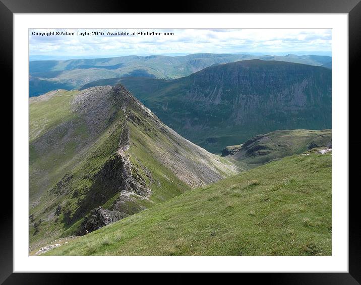  striding edge and st sunday crag, lake district Framed Mounted Print by Adam Taylor