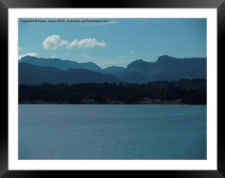  Old man of coniston and langdale pikes over winde Framed Mounted Print by Adam Taylor