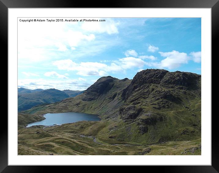  Langdale pikes and stickle tarn in summer glory,  Framed Mounted Print by Adam Taylor
