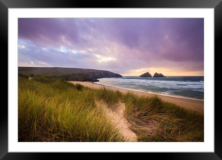 Holywell bay spectacular sunset  Framed Mounted Print by chris smith
