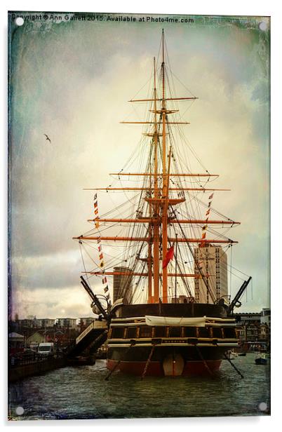 HMS Warrior  Acrylic by Ann Garrett
