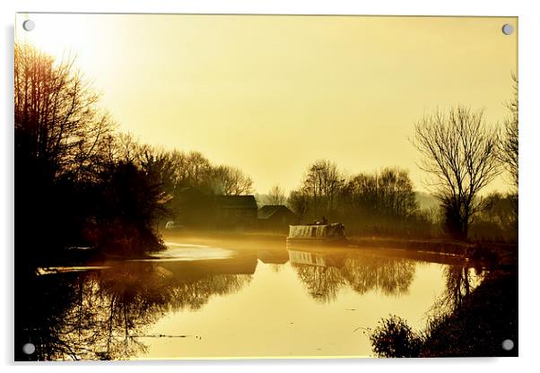  Late afternoon mist on the Canal Acrylic by Rob Medway