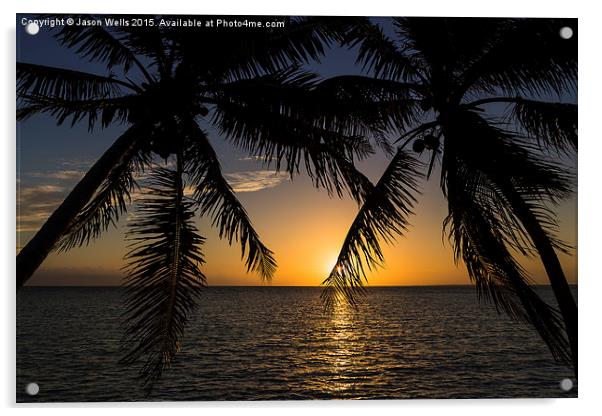 Sunrise on the coast of Cayo Guillermo Acrylic by Jason Wells