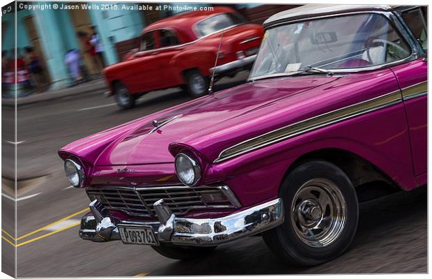 American classical car on the streets of Havana Canvas Print by Jason Wells