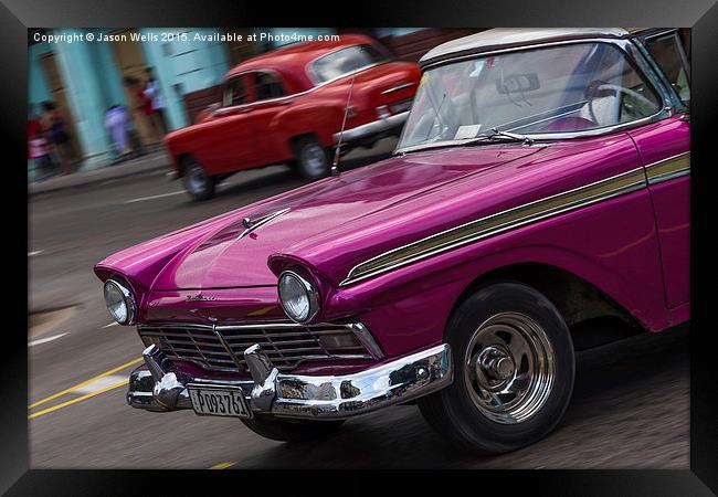 American classical car on the streets of Havana Framed Print by Jason Wells