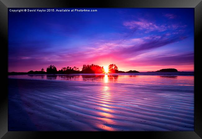  Frank Island sunset, Vancouver Island Framed Print by David Haylor