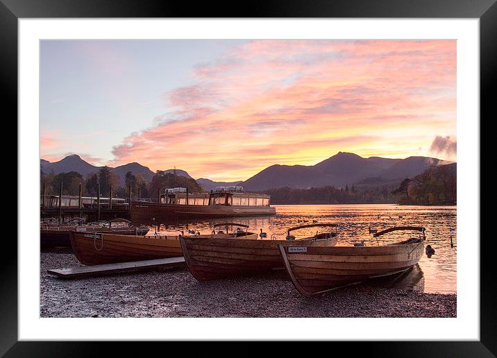  Derwent Water sunset Framed Mounted Print by nick woods